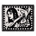 Madness Reigns - Dark Alice Chess Woven Blanket